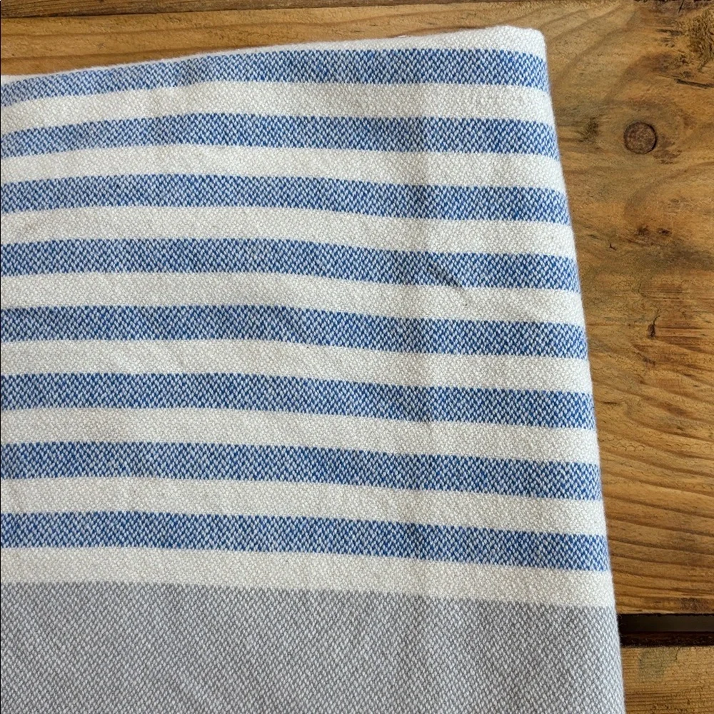 TURKISH COTTON Fringe Towel Whale 1891 Stripe Blue 35” x 70”